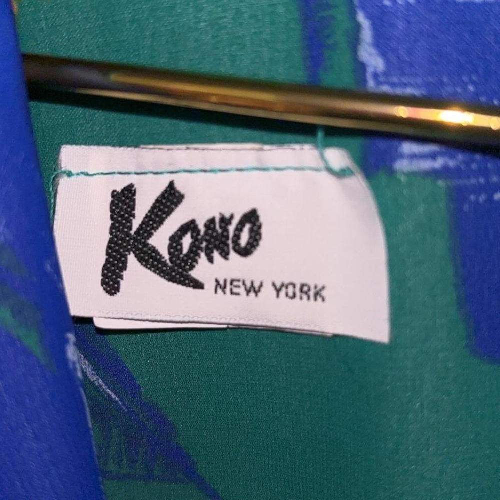 Vintage Kono New York Green/Teal Floral Ruched Dress P2P 22", Length 46" - Picture 5 of 5